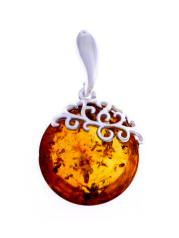 Obrázok produktu Strieborný prívesok s jantárom Slnko