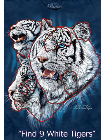 a tökéletes és egyedi ruházathoz Találd meg a 9 fehér tigrist póló