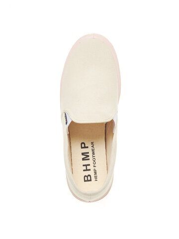 Výjimečný dárek od Dedoles Dámské slip-on boty z konopí béžové s růžovou kaučukovou podrážkou