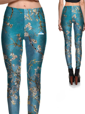 a tökéletes és egyedi ruházathoz Női elasztikus leggings Mandula virágok