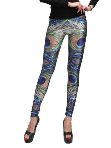 Tip na darček Dámske elastické legíny Pávie perá