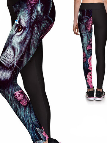 Kedvezmény Női sportos elasztikus leggings Oroszlán