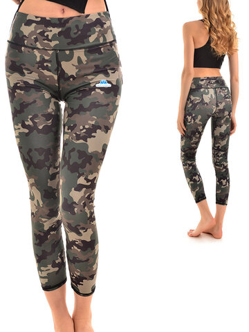 Pre dokonalý a originálny outfit Дамски спортен еластичен клин Камуфлажен мотив