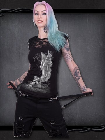 Hľadáte originálny a nezvyčajný darček? Obdarovaného zaručene prekvapí Dámske tričko s čipkou Krídla anjela 