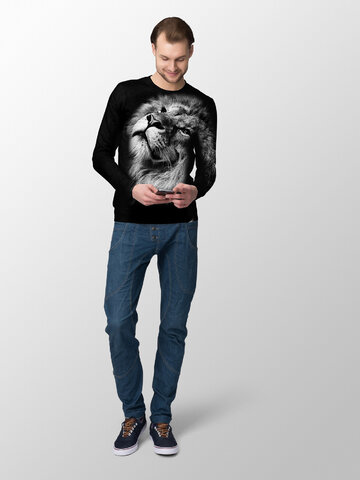 Pre dokonalý a originálny outfit Суичър без качулка Черно бял лъв