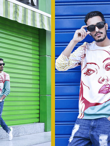 Lifestyle foto Mikina bez kapucne Pop-art portrét