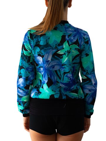 Lifestyle foto Дамско Бомбър Яке Синьозелени цветия