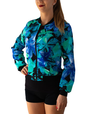 Tip na darček Дамско Бомбър Яке Синьозелени цветия