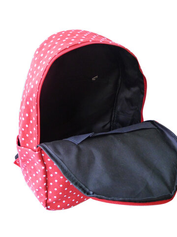 Pre dokonalý a originálny outfit Červený bodkovaný ruksak s jedným vreckom