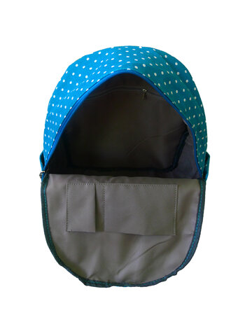 Suchen Sie ein originelles und außergewöhliches Geschenk? überrascht den Beschenkten sicher Rucksack Blau Gepunktet mit einer Tasche