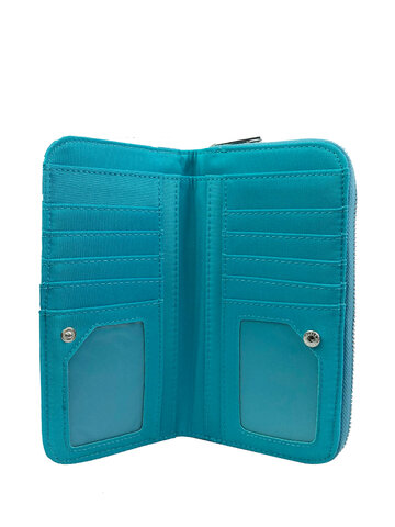 Zdjęcie lifestyle  Duży niebieski portfel w kropki