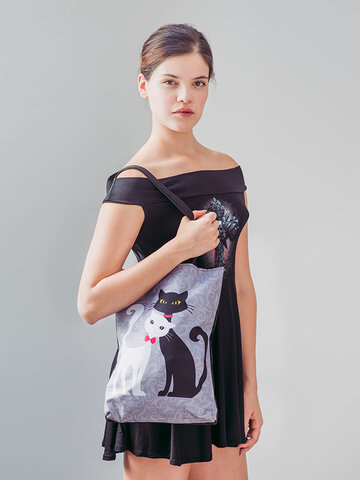 Hľadáte originálny a nezvyčajný darček? Obdarovaného zaručene prekvapí Taška na rameno Shop - Čierna a biela mačka