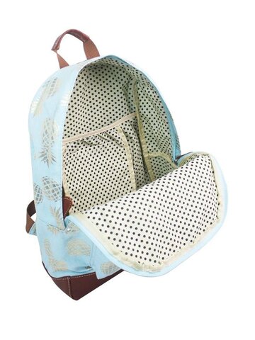 Obrázok produktu Bledomodrý ruksak s jedným vreckom Zlaté ananásy