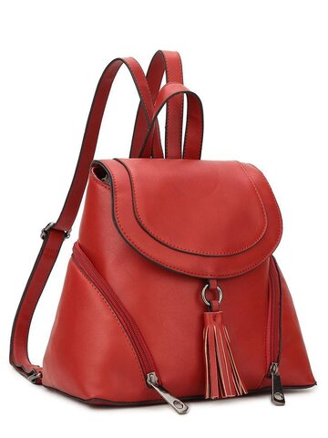 Ausverkauf Rucksack aus PU-Leder Rot mit Fransen