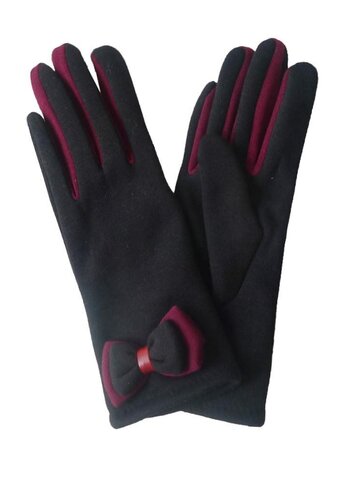 pro dokonalý a originální outfit Černé zimní rukavice Dvojitá mašle  