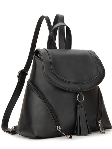 Obrázok produktu Čierny ruksak z PU kože so strapcom