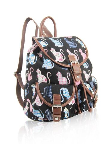 Suchen Sie ein originelles und außergewöhliches Geschenk? überrascht den Beschenkten sicher Vintage Rucksack Schwarz Vintage Katzen