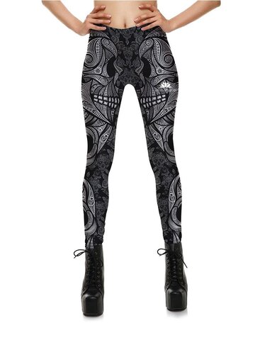 Výpredaj Дамски еластичен клин Monochrome Skull