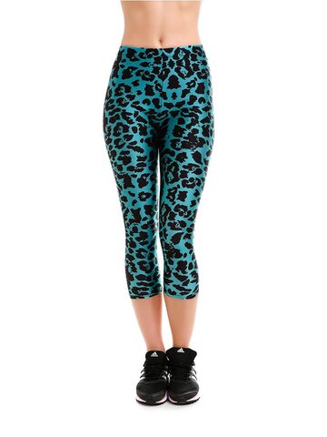 Tip na darček Dámske športové capri legíny Smaragdový leopard