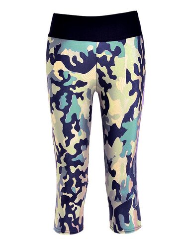 Foto Damen Sport Capri Leggings Grüne Tarnkleidung 