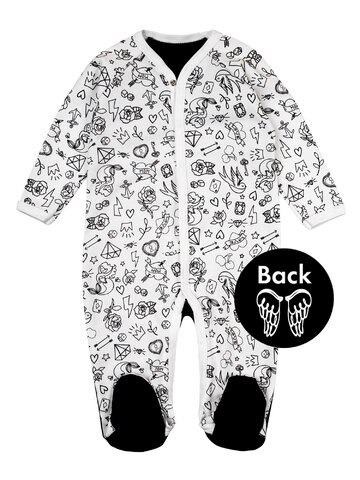 Pre dokonalý a originálny outfit Detské čierne dupačky Tetovačky