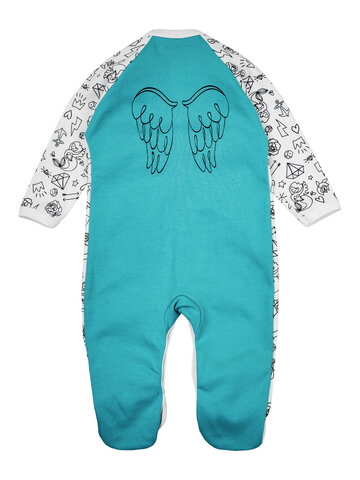 Foto Dětské modré dupačky Tetování