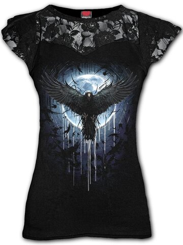 Zľava Dámske Plus size tričko s čipkou Vrana v splne