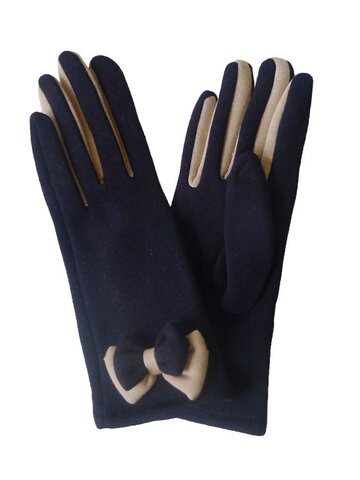 Lifestyle foto Modré zimné rukavice Dvojitá mašľa