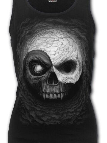 Rabatt Damen Top Yin Yang Totenkopf