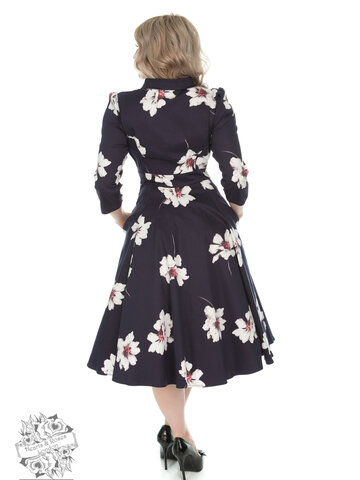 Zľava Retro pin up šaty s rukávom Kvetový sen