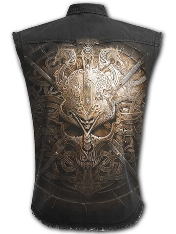 Rabatt Herren Plus Size Hemd ohne Ärmel Wikinger Schild