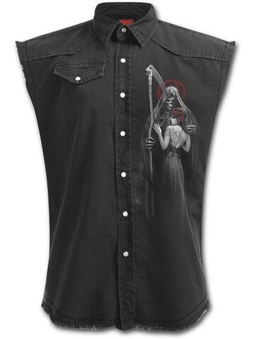 Lifestyle fotó Plus size ujjatlan ing Halál utáni csók motívummal