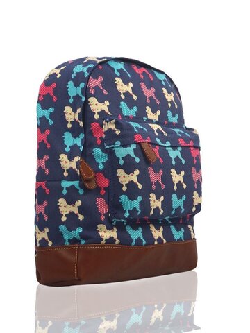 Foto Tmavě modrý batoh s jednou kapsou  Retro pudli