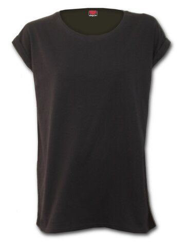 Foto Női fekete póló laza rövid ujjakkal Urban