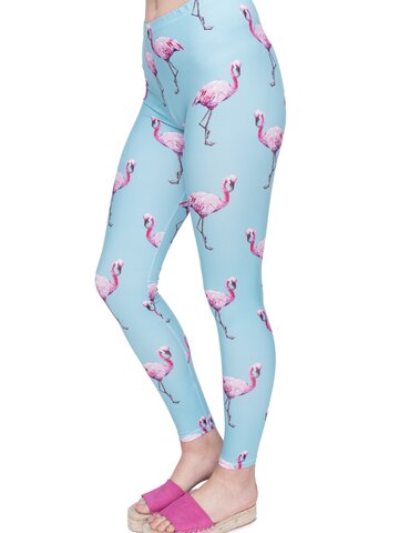 Foto Női elasztikus leggings Flamingók