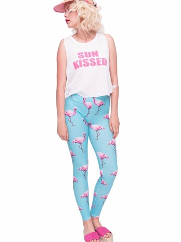 Szerezzen magának örömet ezzel a Dedoles darabbal Női elasztikus leggings Flamingók