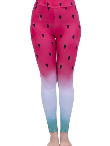 Hľadáte originálny a nezvyčajný darček? Obdarovaného zaručene prekvapí Dámske elastické legíny s vysokým pásom Sladký červený melón