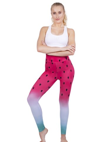 Zľava Dámske elastické legíny s vysokým pásom Sladký červený melón