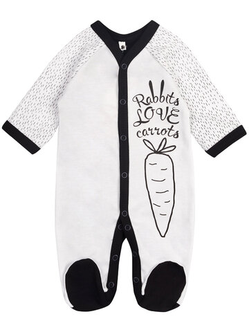 Potešte sa týmto kúskom Dedoles  Dziecięce białe śpioszki Zając wcina marchewkę