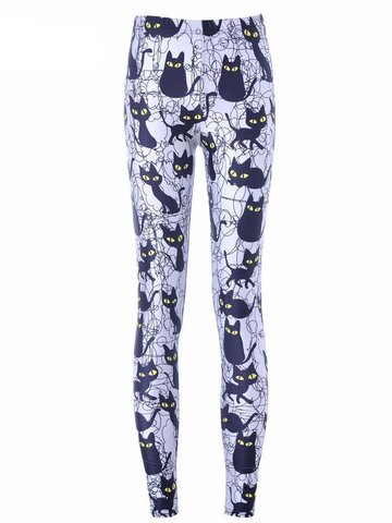Obrázok produktu Dámske elastické legíny Čierne mačky