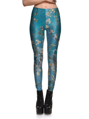 Kedvezmény Női elasztikus leggings Mandula virágok