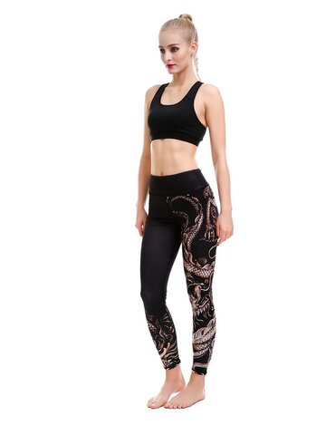 Kedvezmény Női sportos elasztikus leggings Kínai sárkány