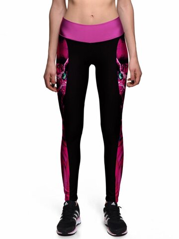 Lifestyle foto Дамски спортен еластичен клин Розова сова