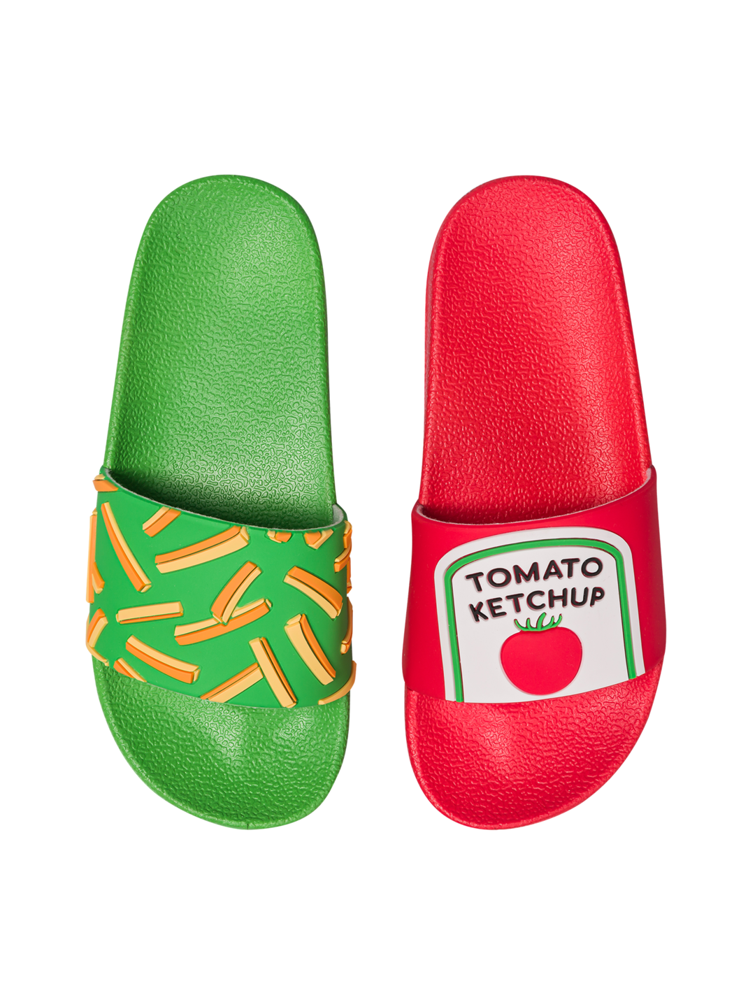 Lustige Pantoletten für Kinder Pommes mit Ketchup | Dedoles