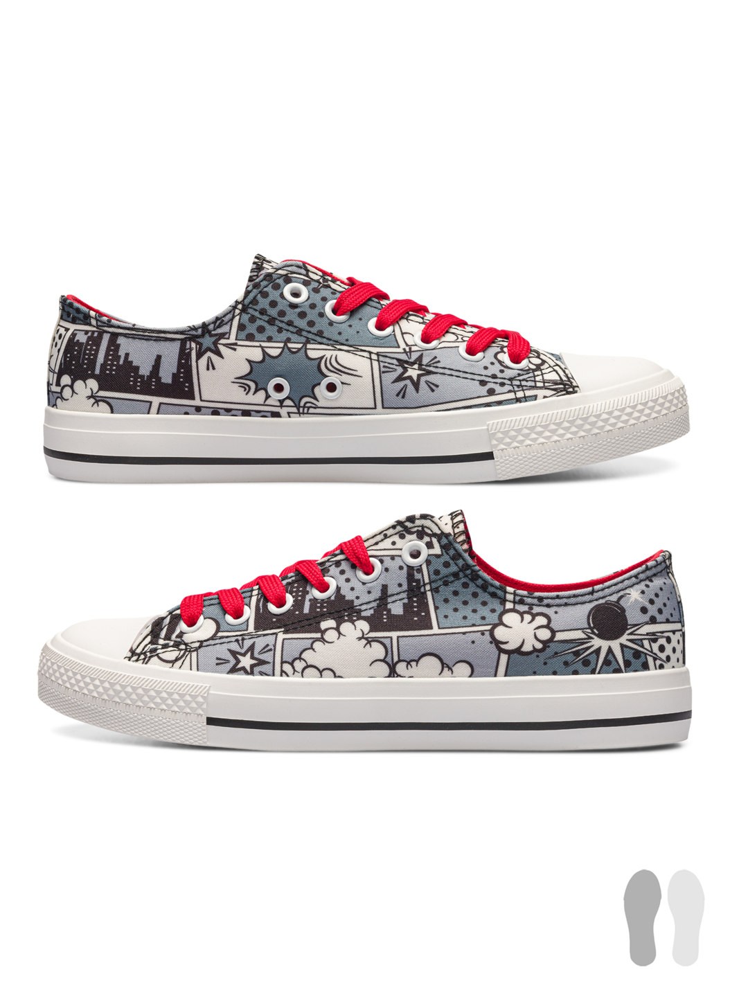 Lustige Canvas-Schuhe Schwarzweiß-Comics | Dedoles