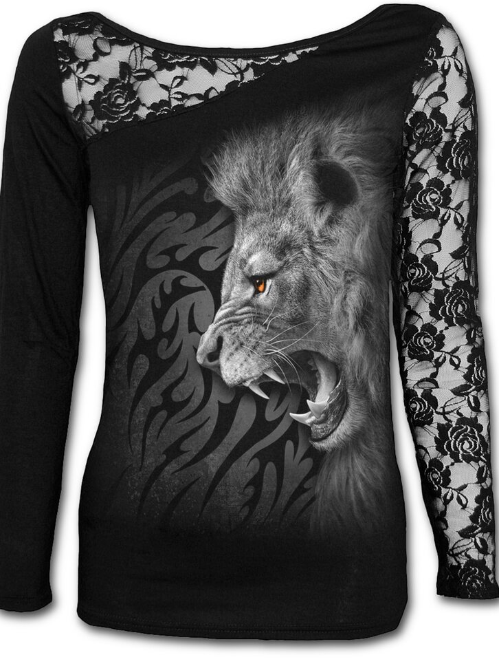 Výnimočný darček od Dedoles Dámske tričko s čipkou Rev leva