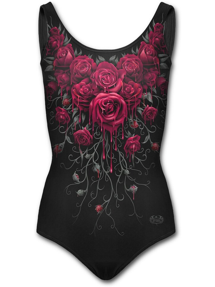 Lifestyle-Foto Damen Badeanzug mit dem Motiv Blutige Rosen