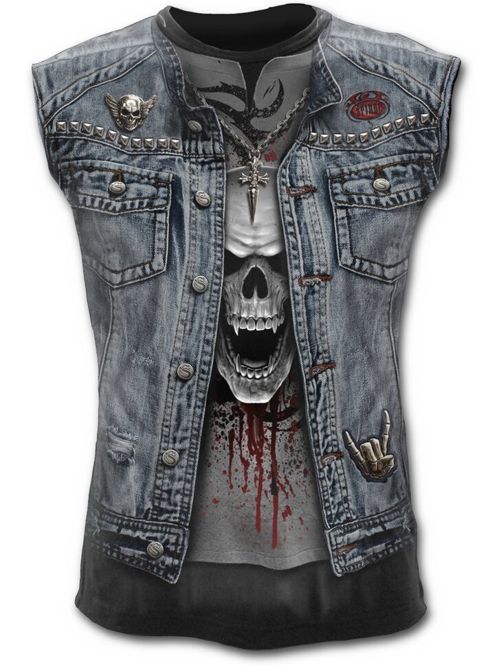 Hľadáte originálny a nezvyčajný darček? Obdarovaného zaručene prekvapí Pánske tielko celopotlač s motívom Riflová vesta