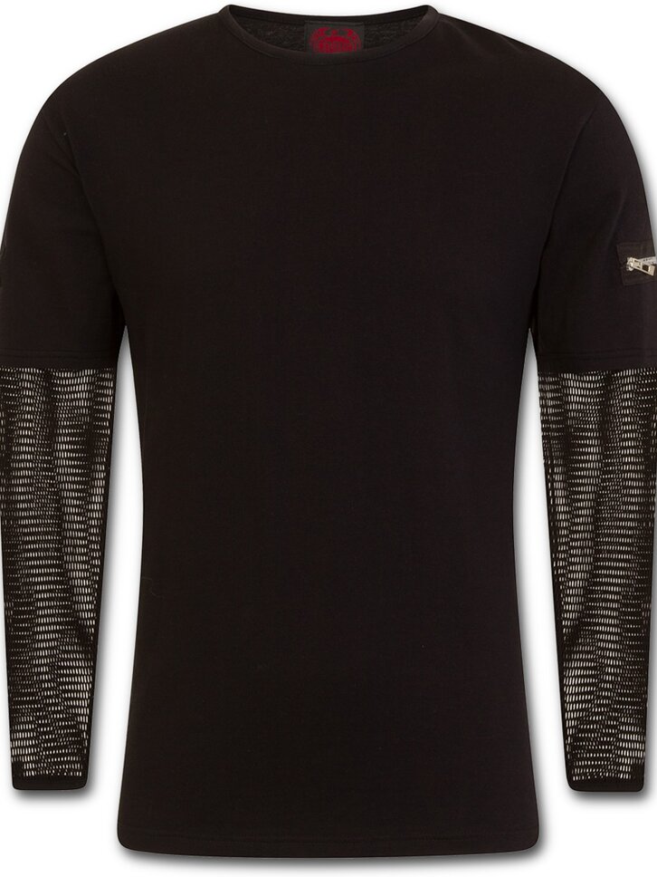 Obrázok produktu Tričko s dlhým sieťovaným rukávom - čierne 