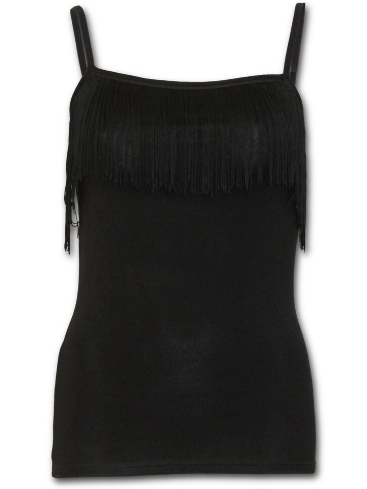 Kedvezmény Fekete -Női ujjatlan felső rojtokkal